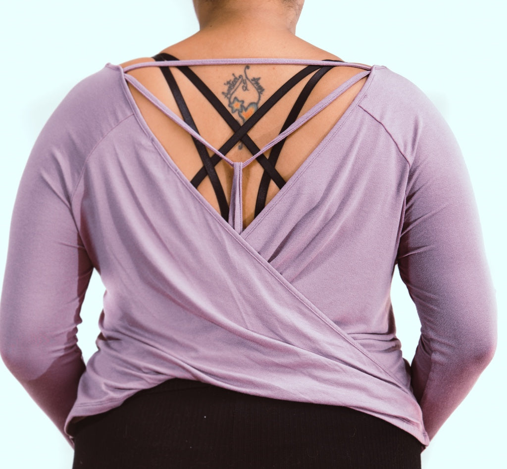 Mauve Pink Long Sleeve Criss Cross