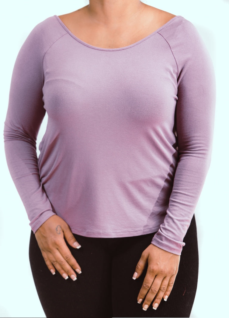 Mauve Pink Long Sleeve Criss Cross