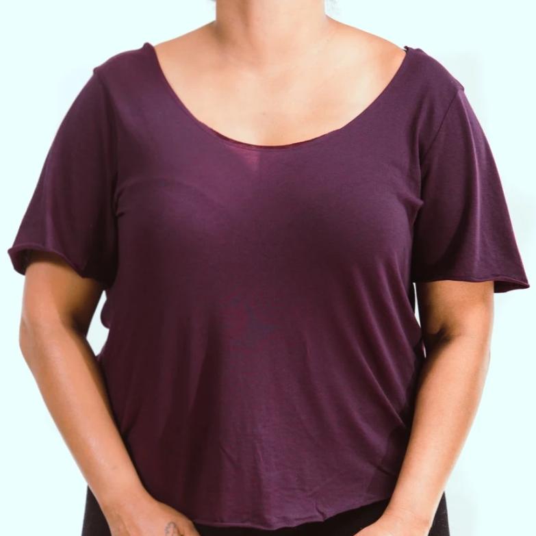 Deep Purple Short Sleeve Low Back