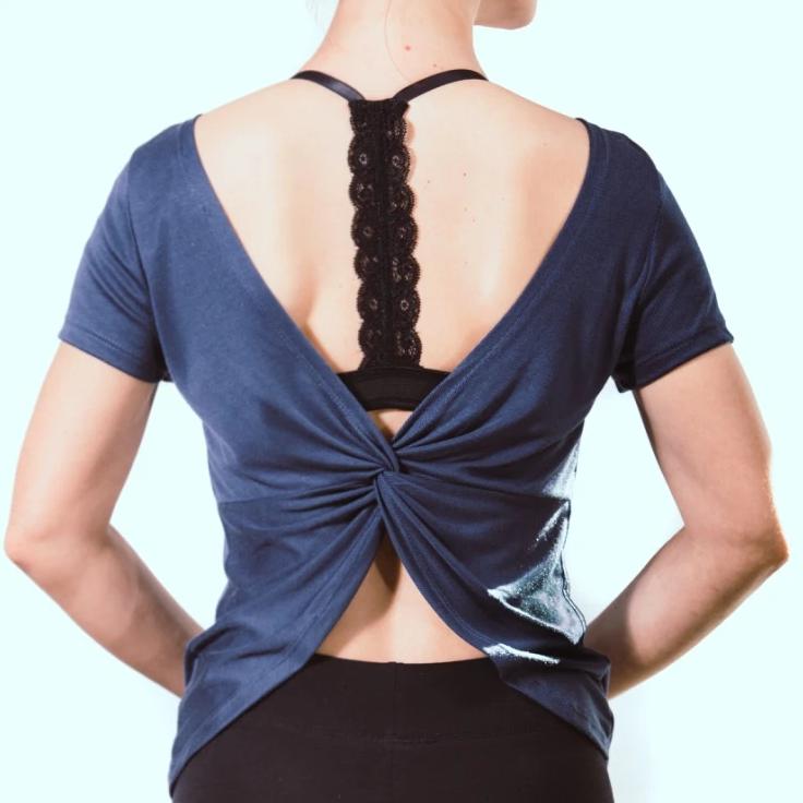 Navy Micro Open Cross Back