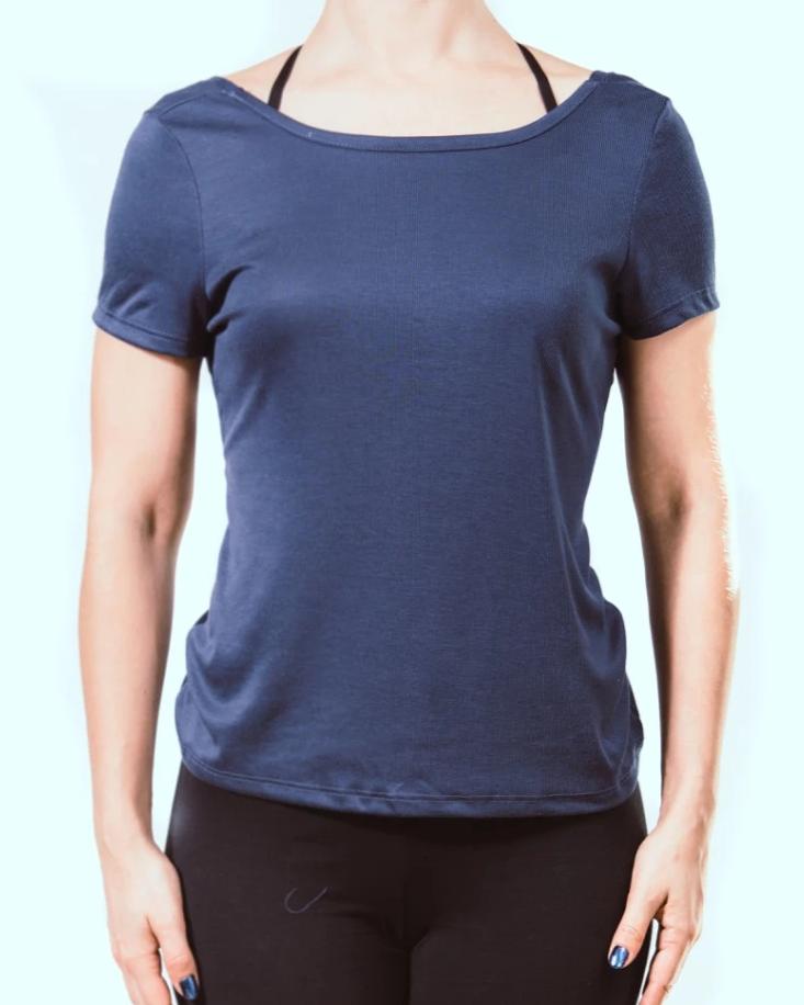 Navy Micro Open Cross Back