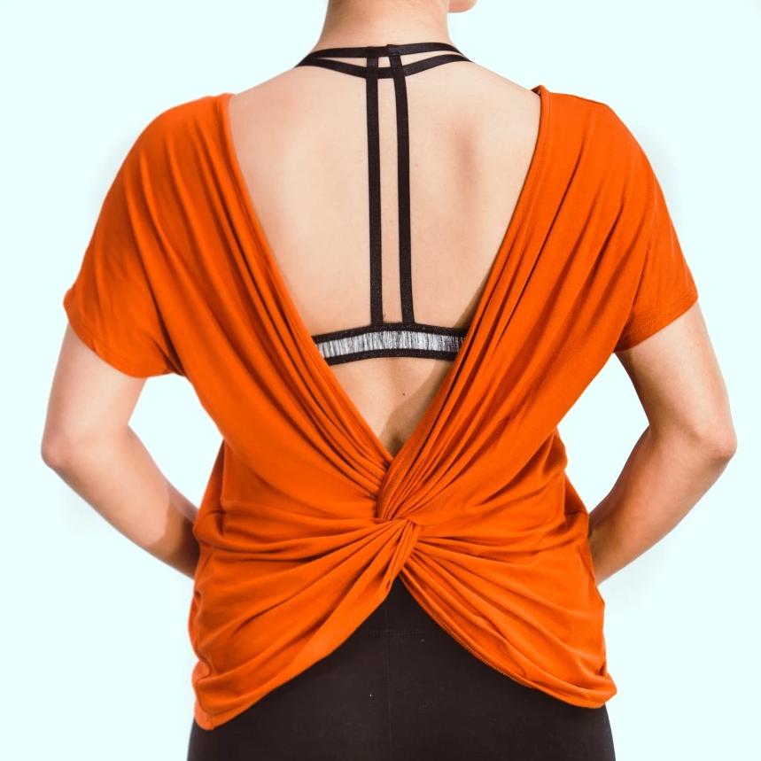 Loose Fit Short Sleeve Layered Backless Top